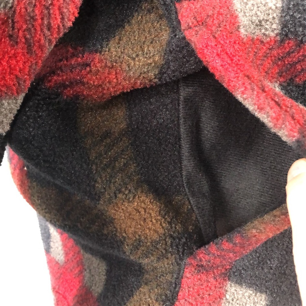 J Crew Plaid Polar Fleece Quarter Zip Over Jacket Red Black Unisex Fleece - Picture 13 of 16